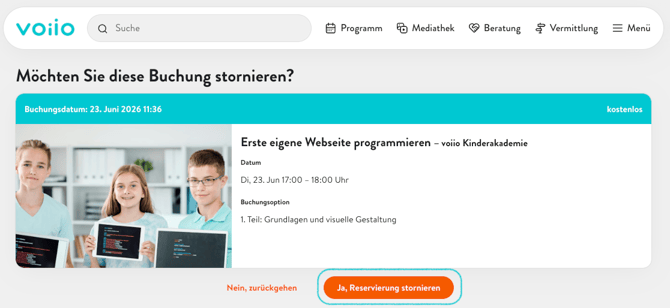 Bestätigung Stornierung