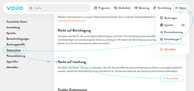 Datenschutz Konto löschen