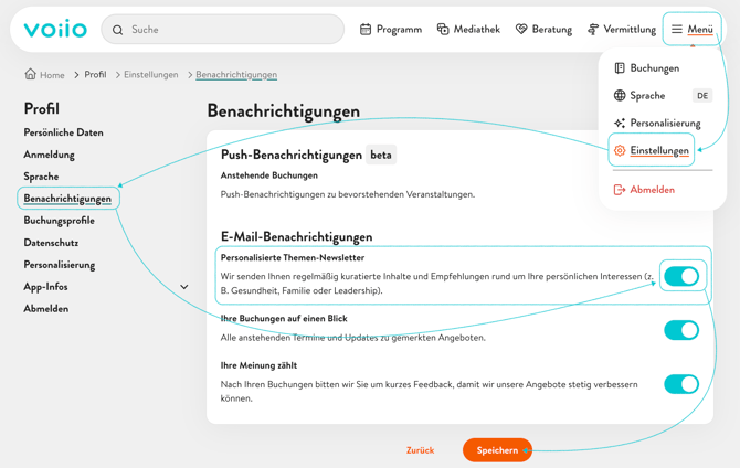 E-Mail-Benachrichtigungen anpassen