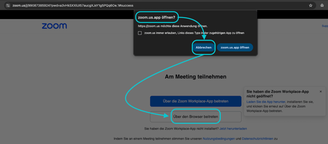 Zoom-App umgehen Desktop
