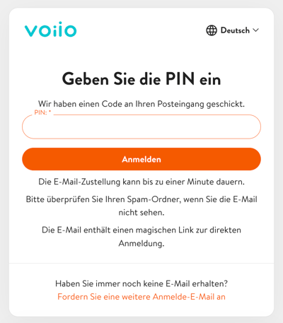Konto erstellen mit PIN-Code