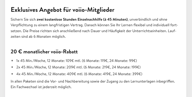 Kosten in Angebotsbeschreibung
