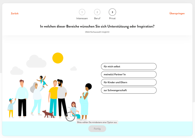 Personalisierung Abfrage Familiäre Situation