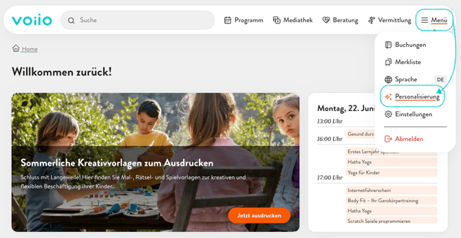 Personalisierung auswählen