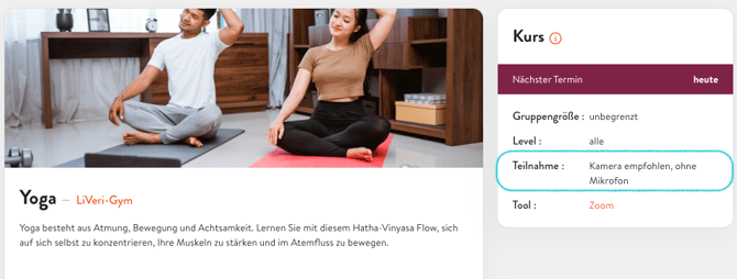 Teilnahme Sportkurse